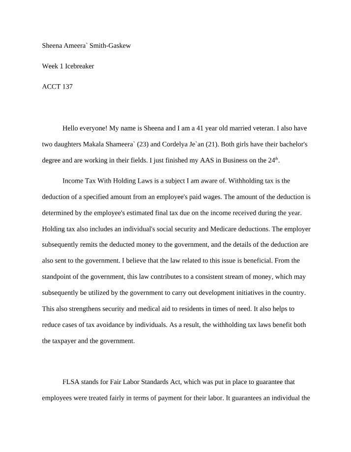 Week 1 Icebreaker - ACCT137