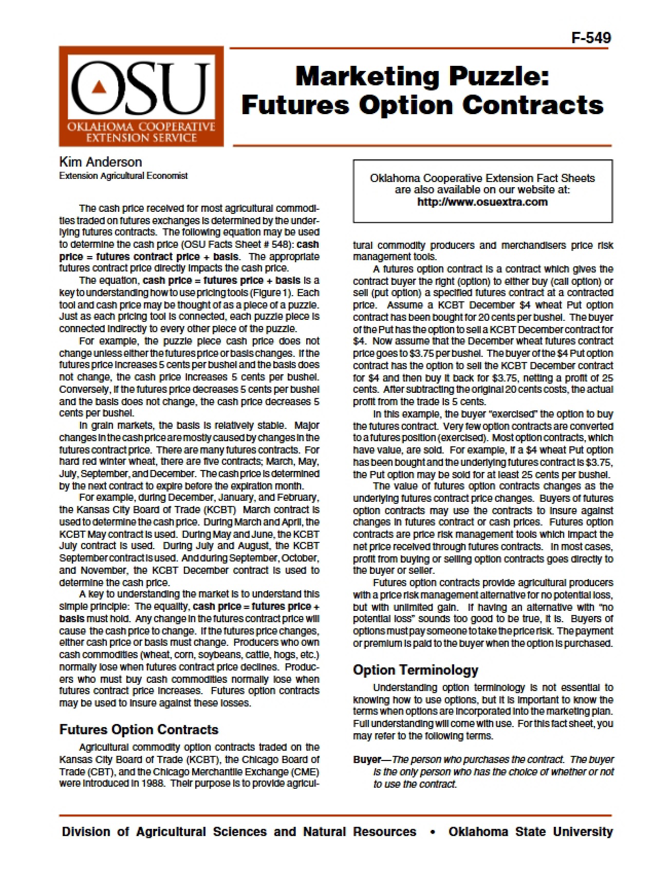 Overview of Futures Option Contracts