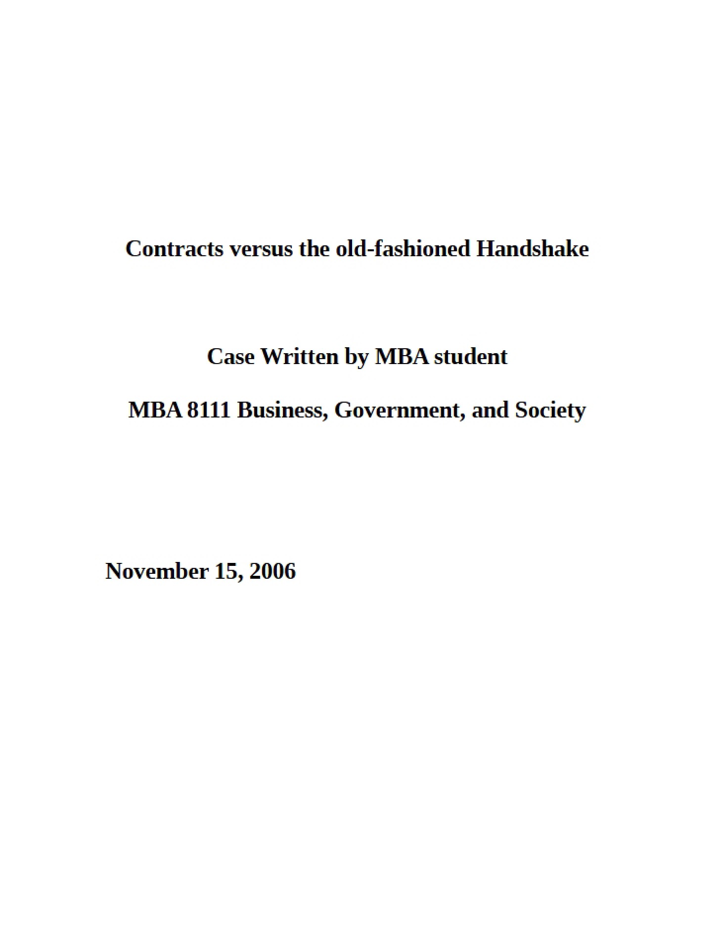 Handshake vs. Contracts