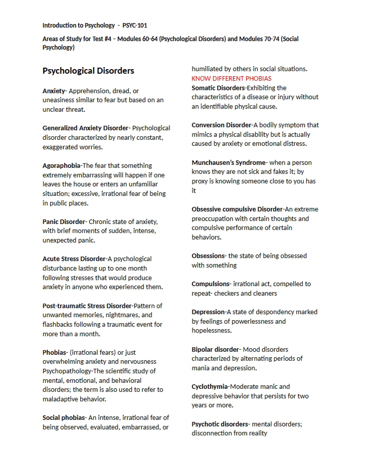 Test Four Study Areas