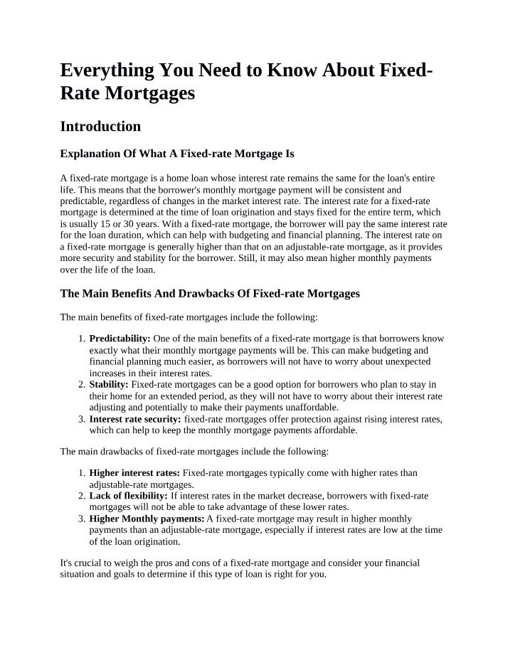 Fixed-Rate Mortgages - Everything You Need to Know