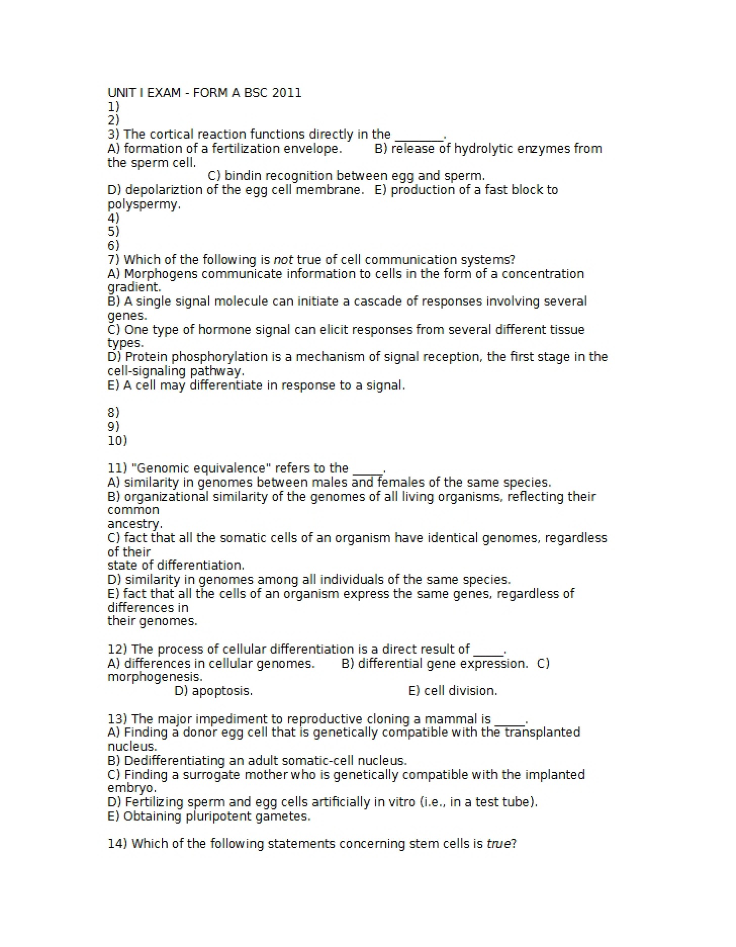 First Examination