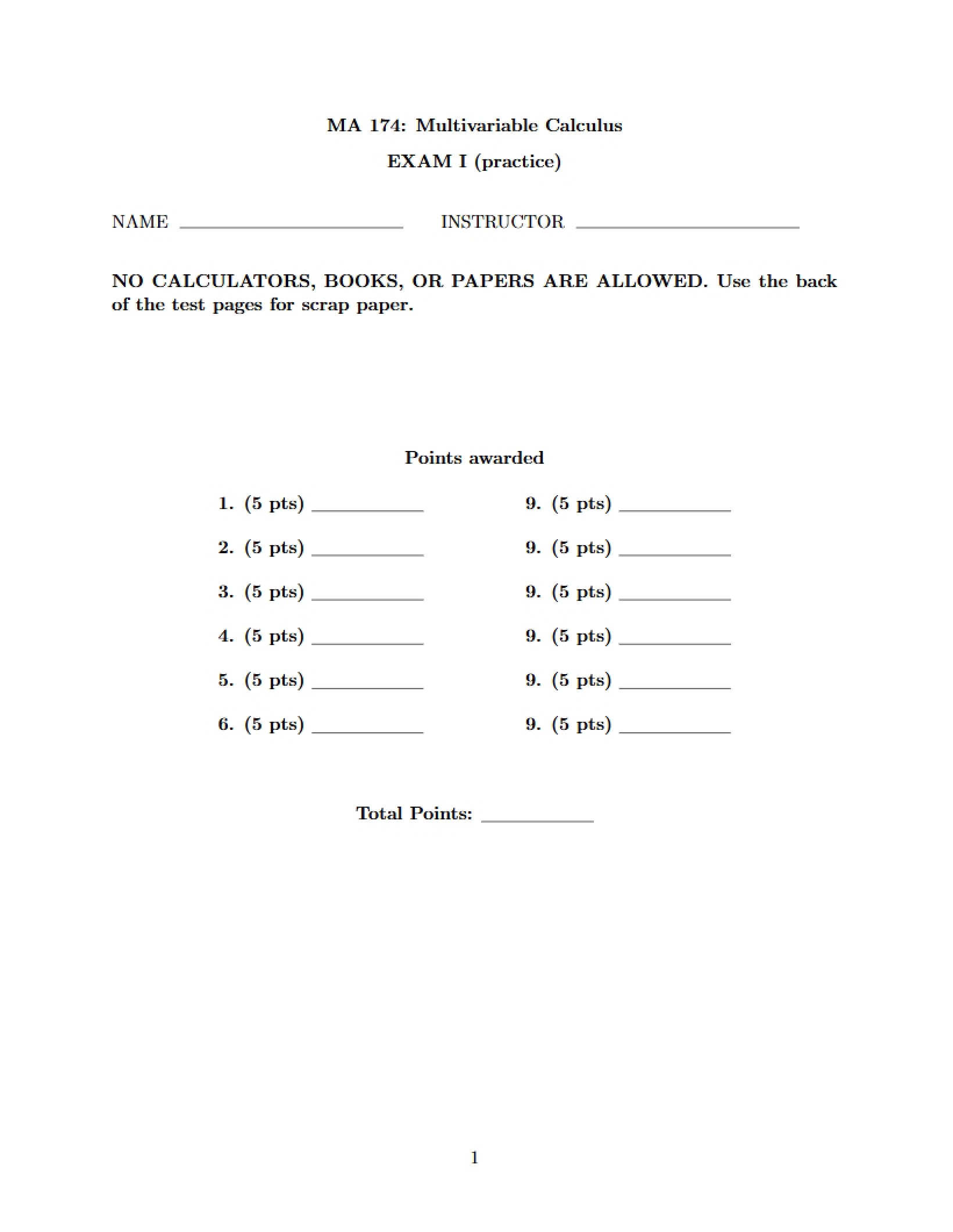 Exam One