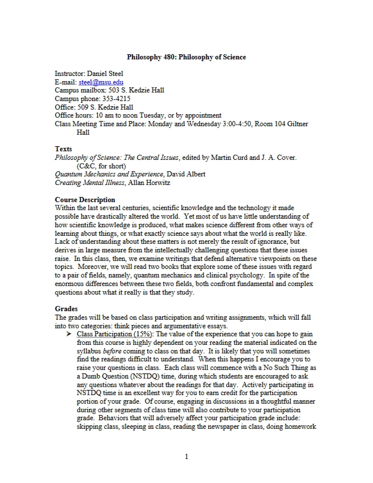 Philosophy of Science Course Material