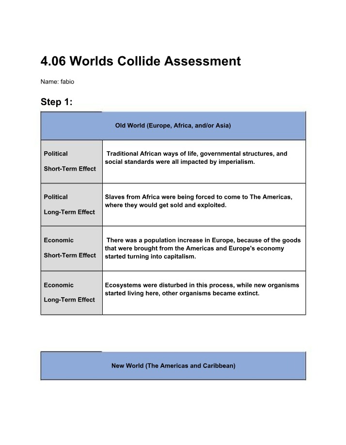 Worlds Collide - 4.06 Assessment