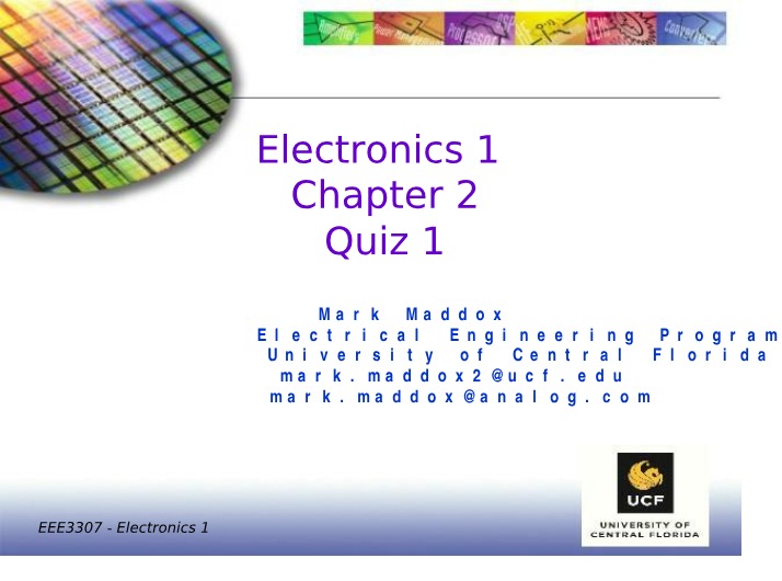 Electronics 1 - Quiz 1, Chapter 2