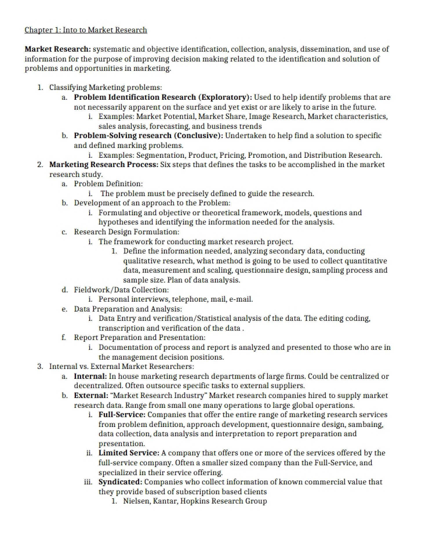 Market Research Introduction - Ch 1