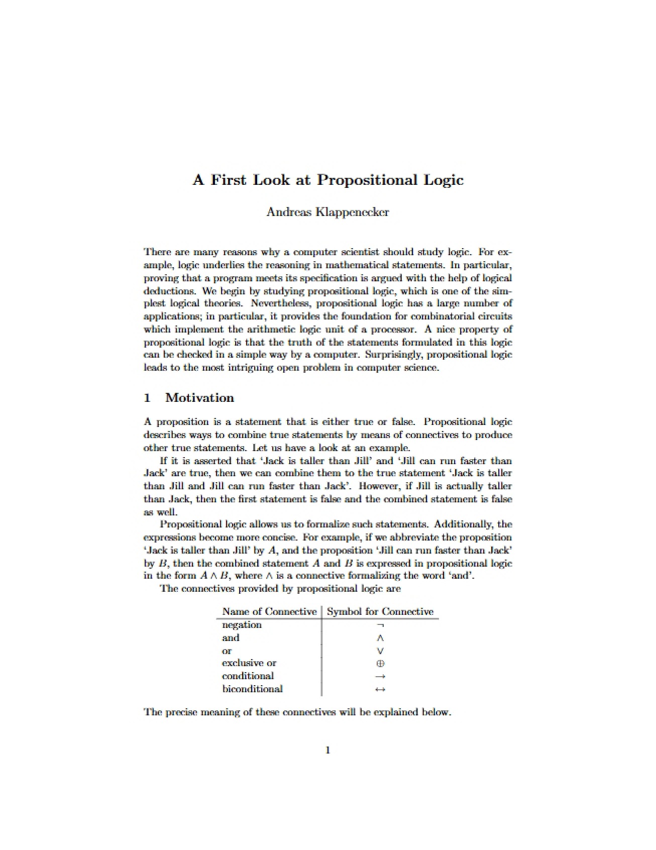 In-depth Look at Propositional Logic