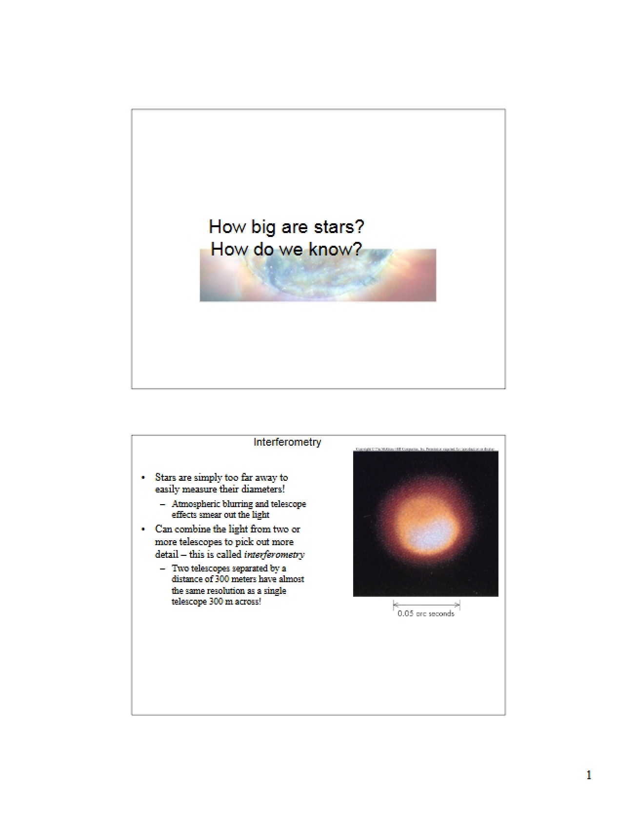 Determining the Size of Stars