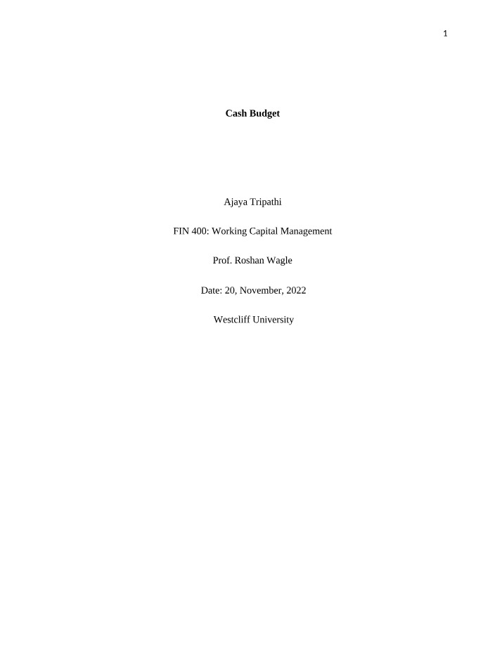 Working Capital Management PA1