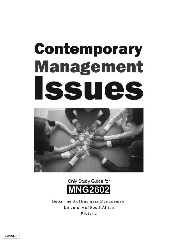 Study Guide for Contemporary Management Issues
