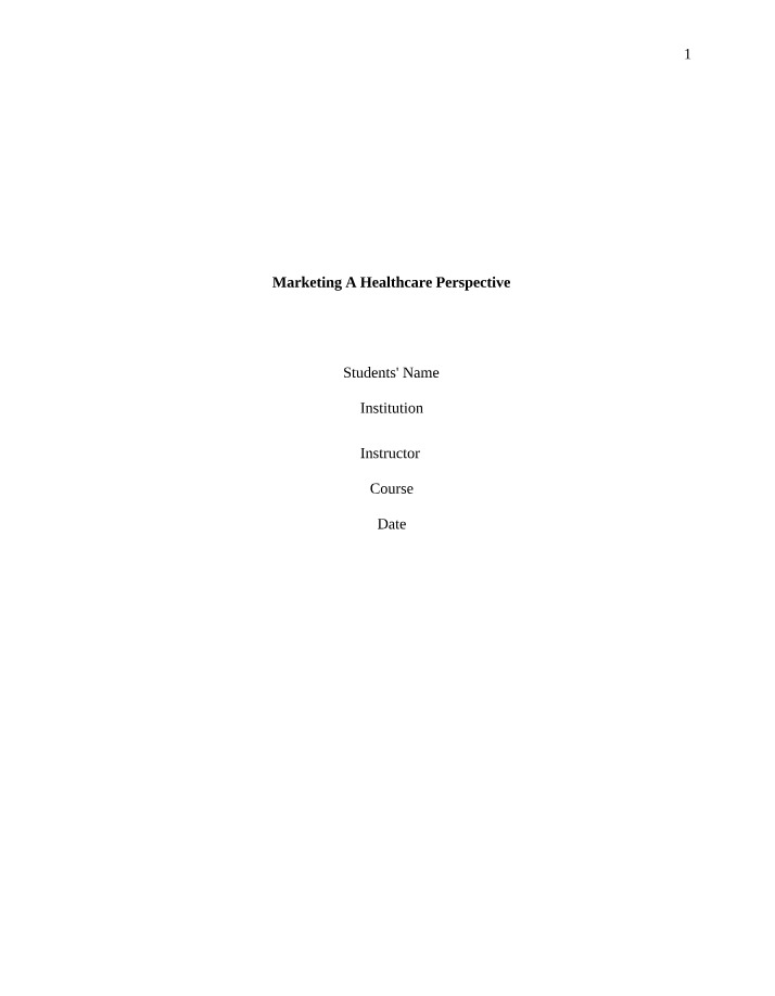 Healthcare Perspective on Marketing