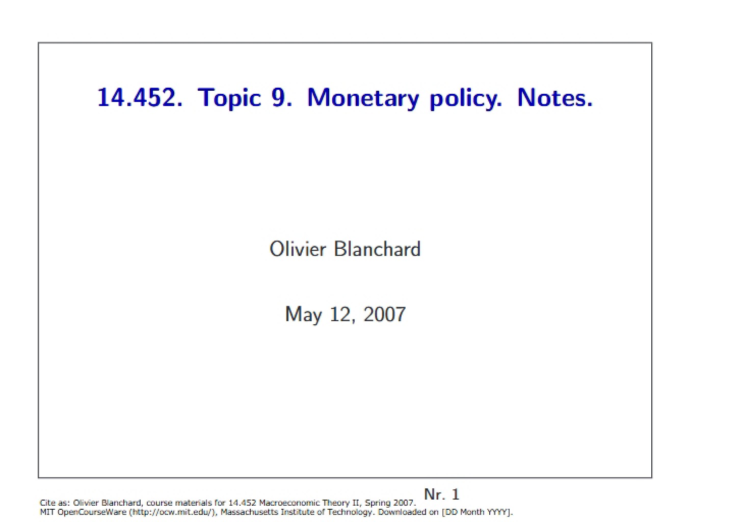 Monetary Policy - 14 452