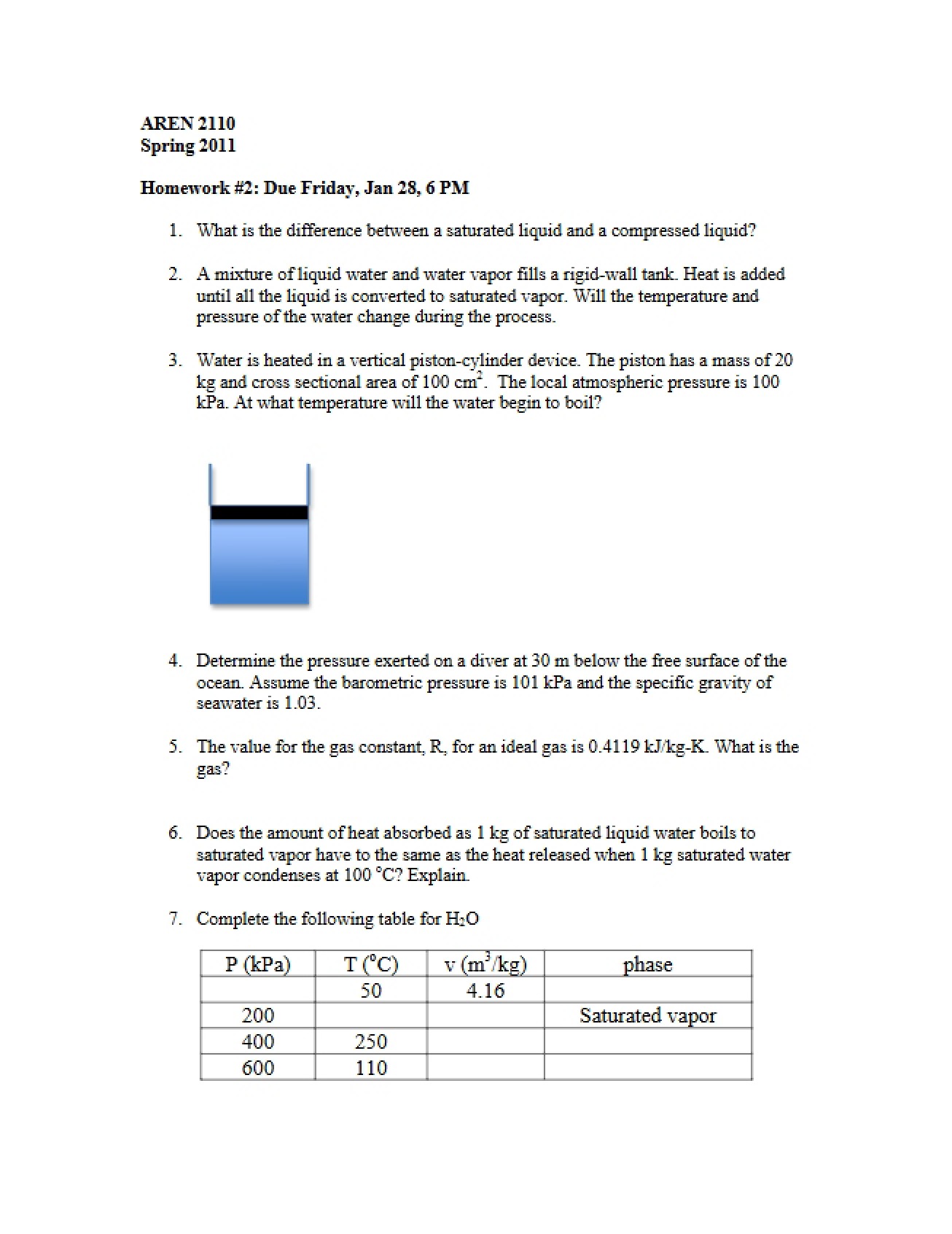 Second Homework Assignment for Thermodynamics
