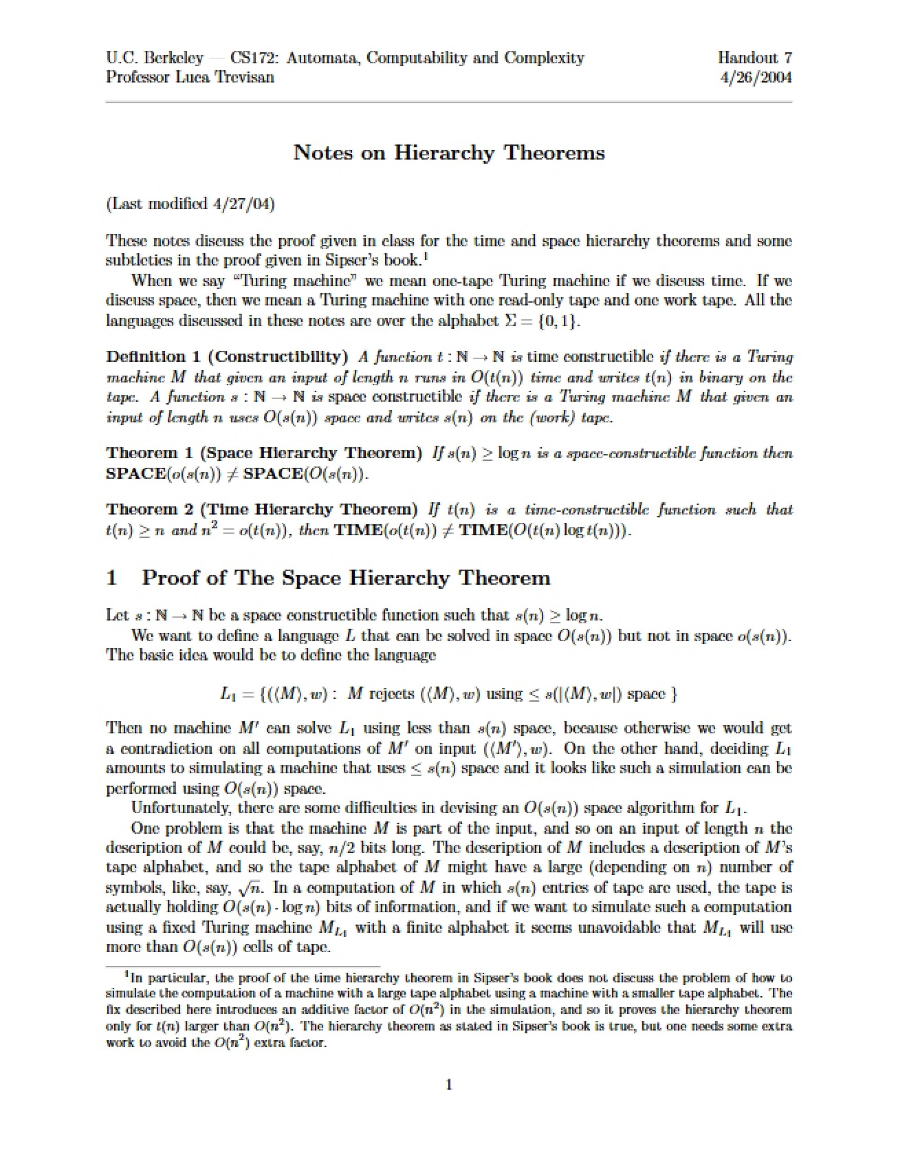Notes on Hierarchy Theorems (Set 2)