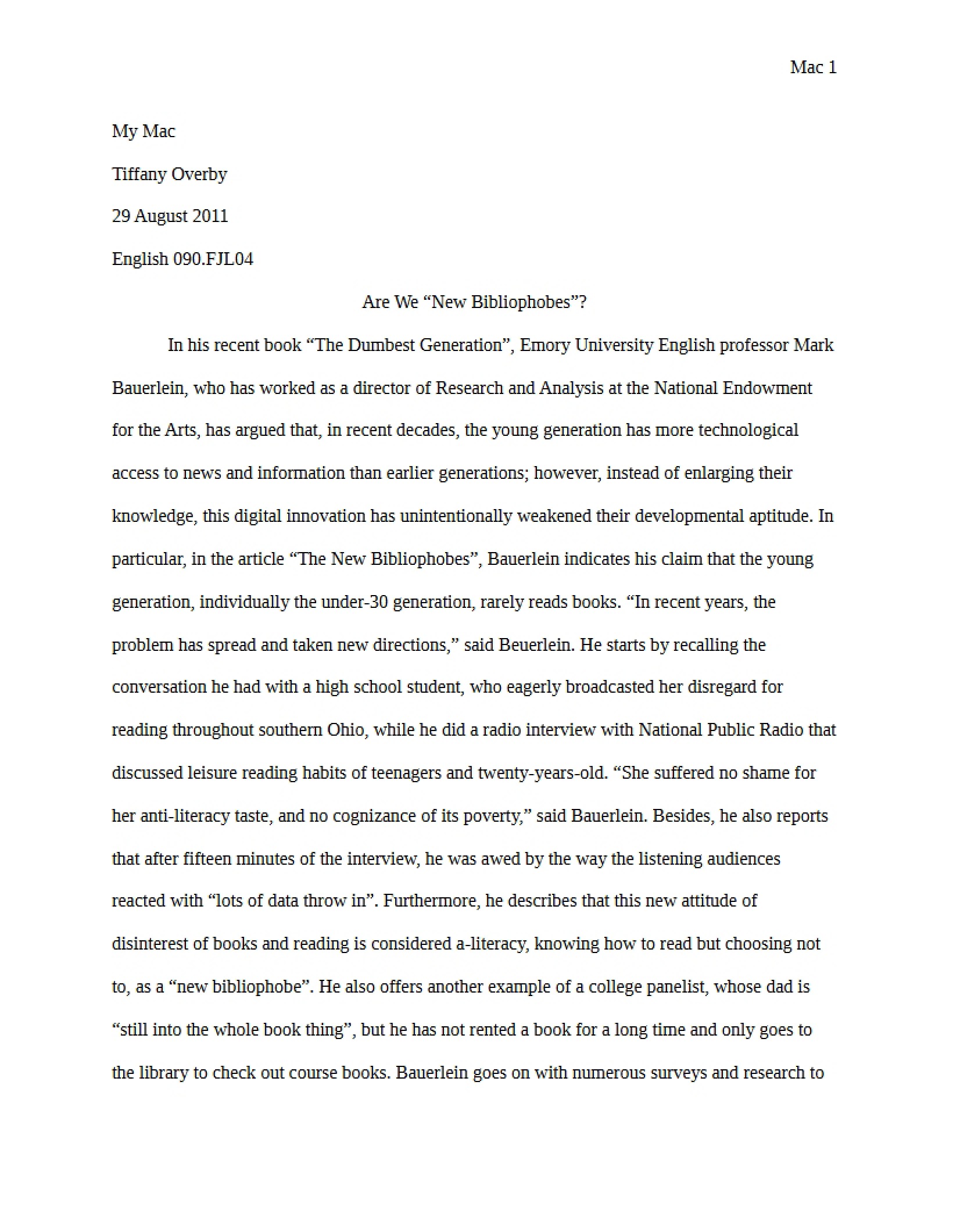 Bibliophobes Analysis