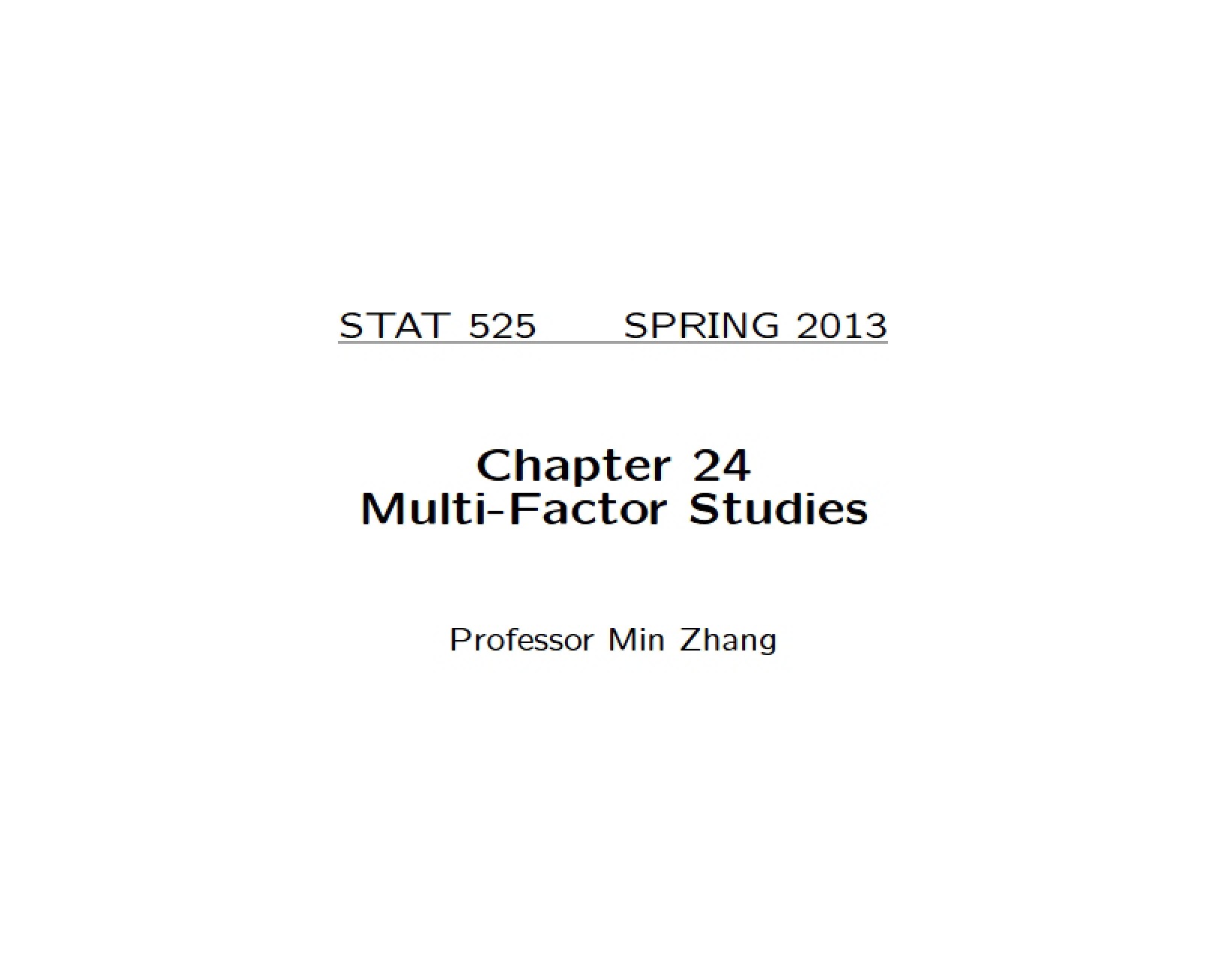 Studies Involving Multiple Factors