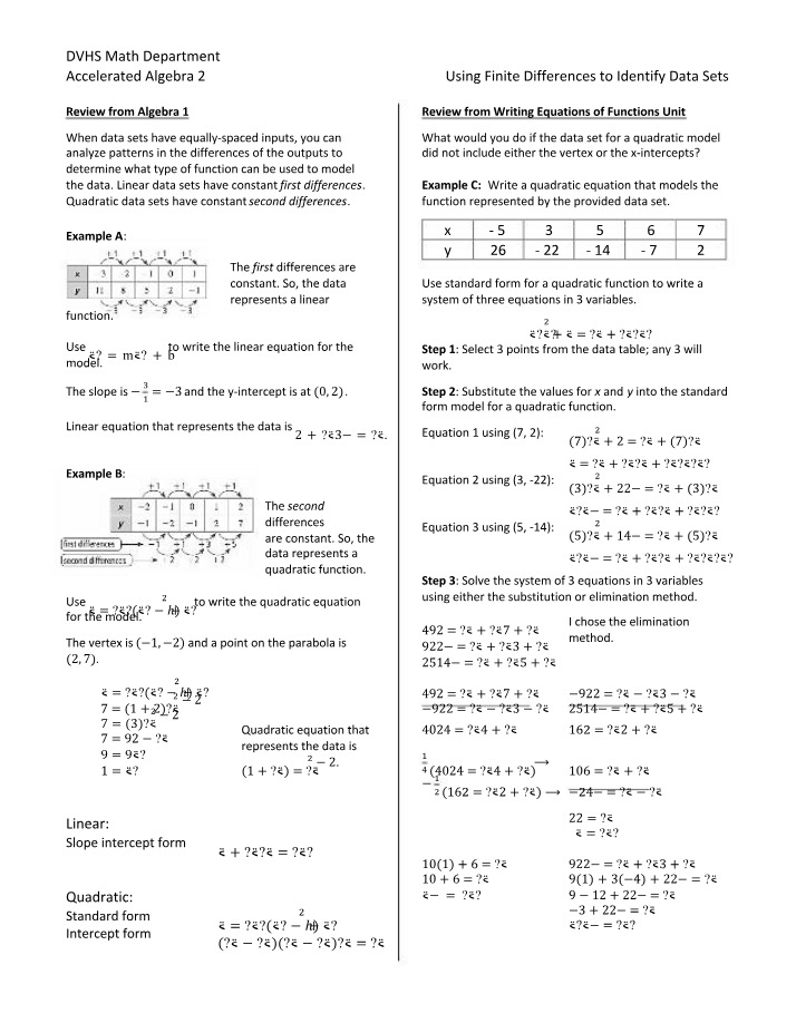 Identifying Data Sets Using Finite Differences