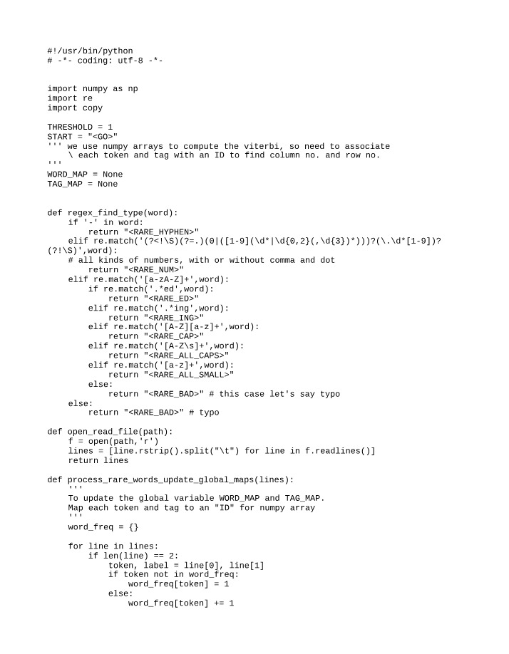 Python Viterbi Tagger for Part-of-Speech Tagging