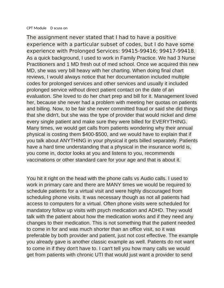 Discussion for CPT Module 3