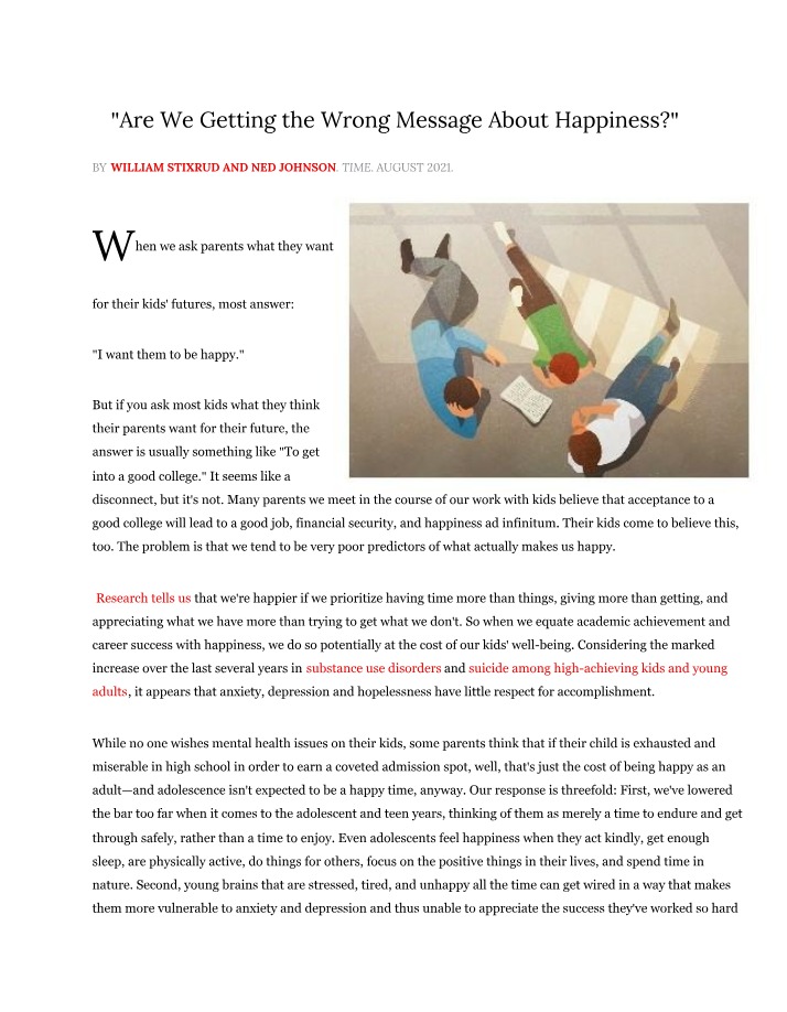 Happiness - Are We Getting the Message Wrong