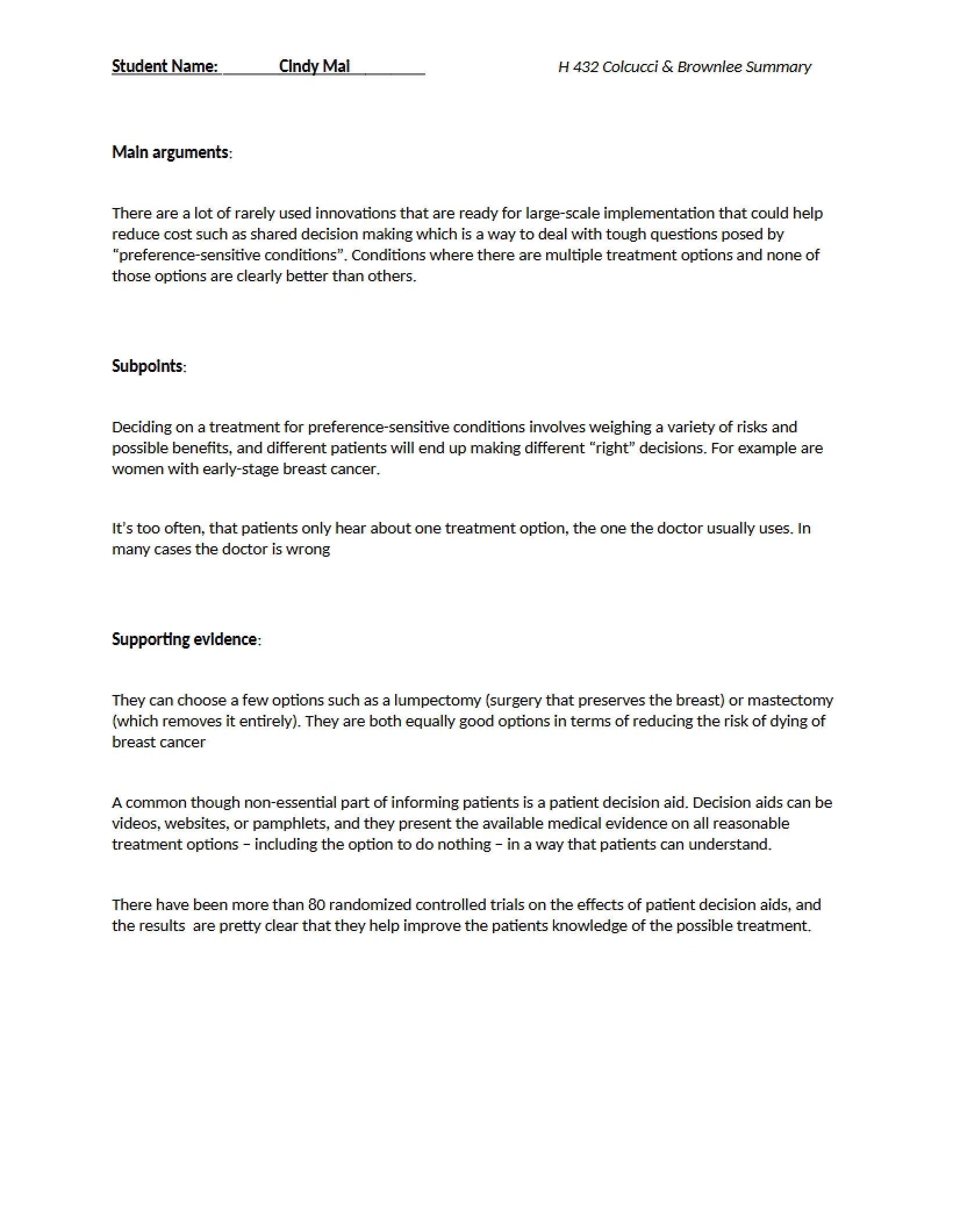 Health Economics Assignment