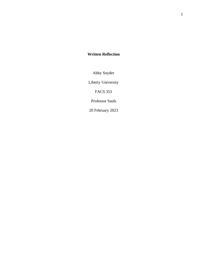 FACS353 Written Reflection