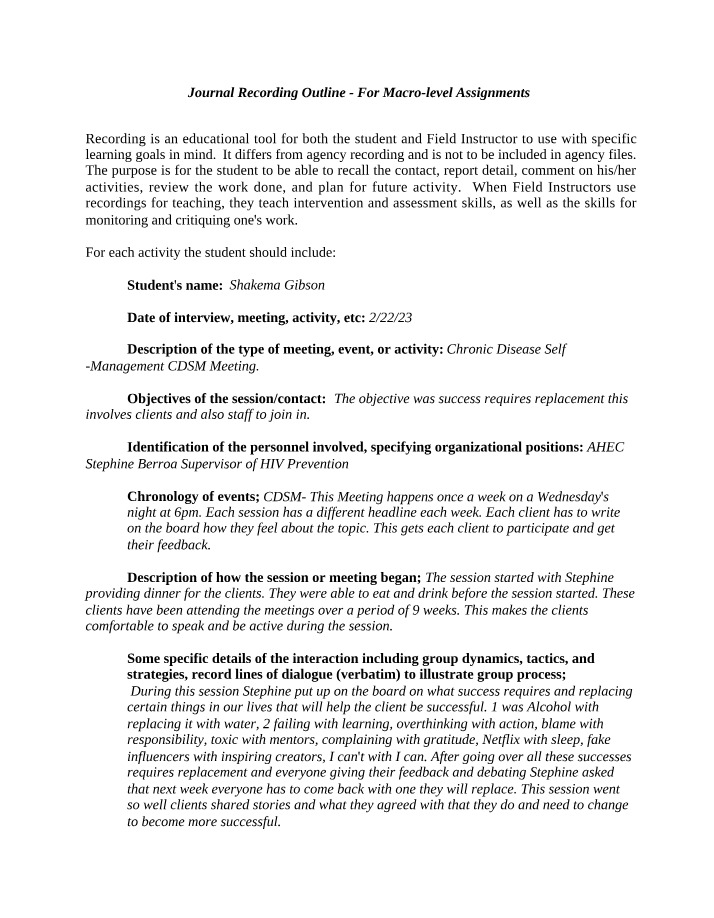 Student Recording Outline for Macro-level Assignments