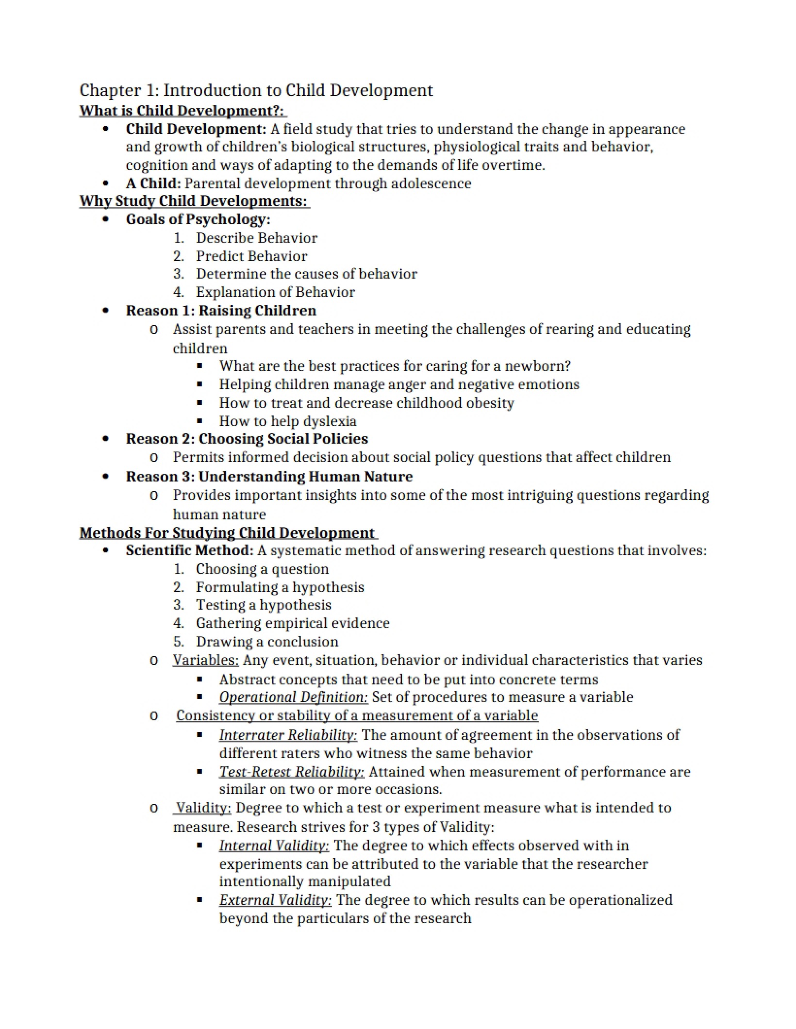 Child Development Intro Chapter One