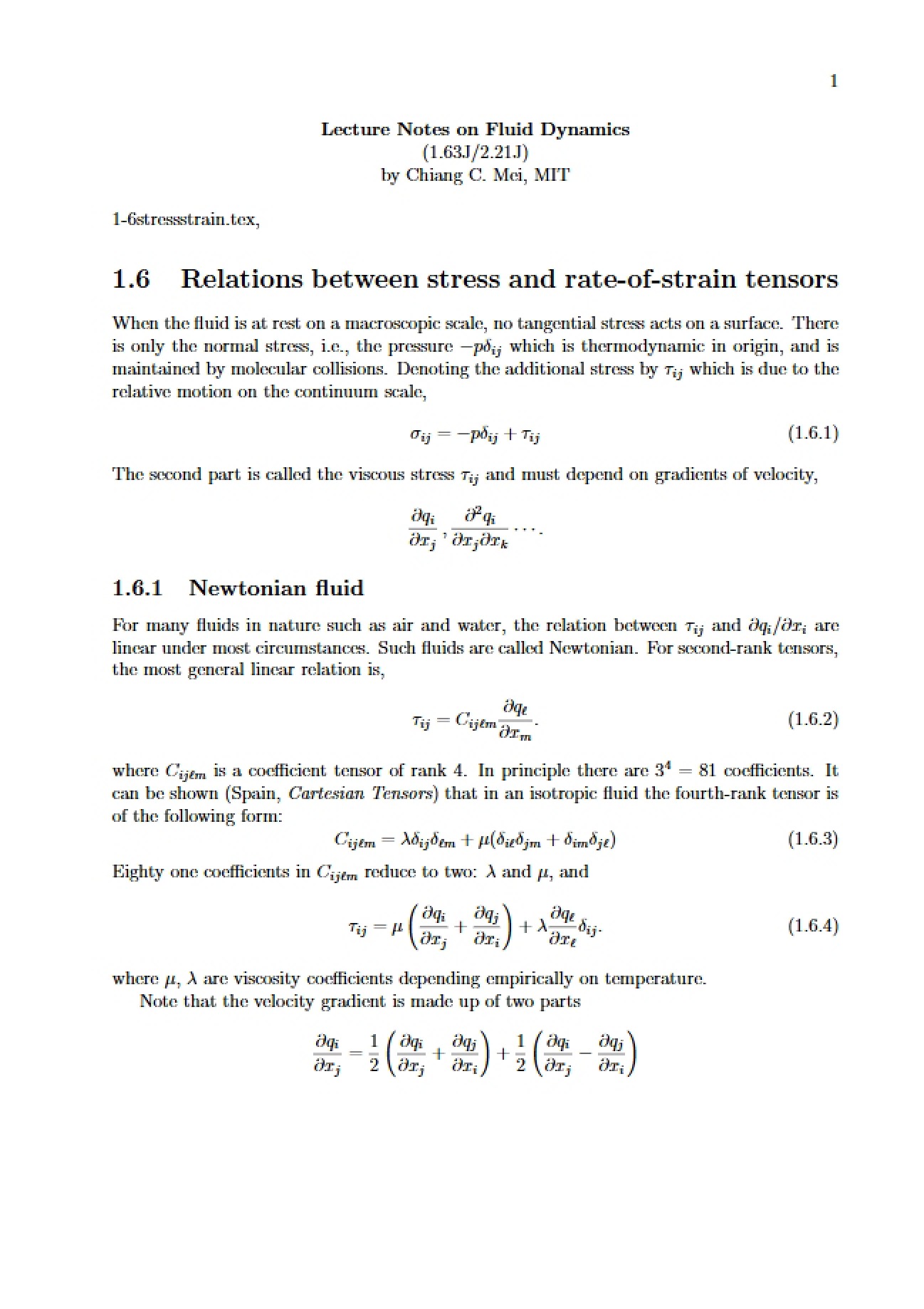 Fluid Dynamics Lecture Materials