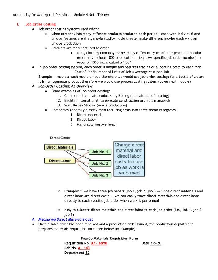 Module 4 Note Taking - Accounting for Managerial Decisions