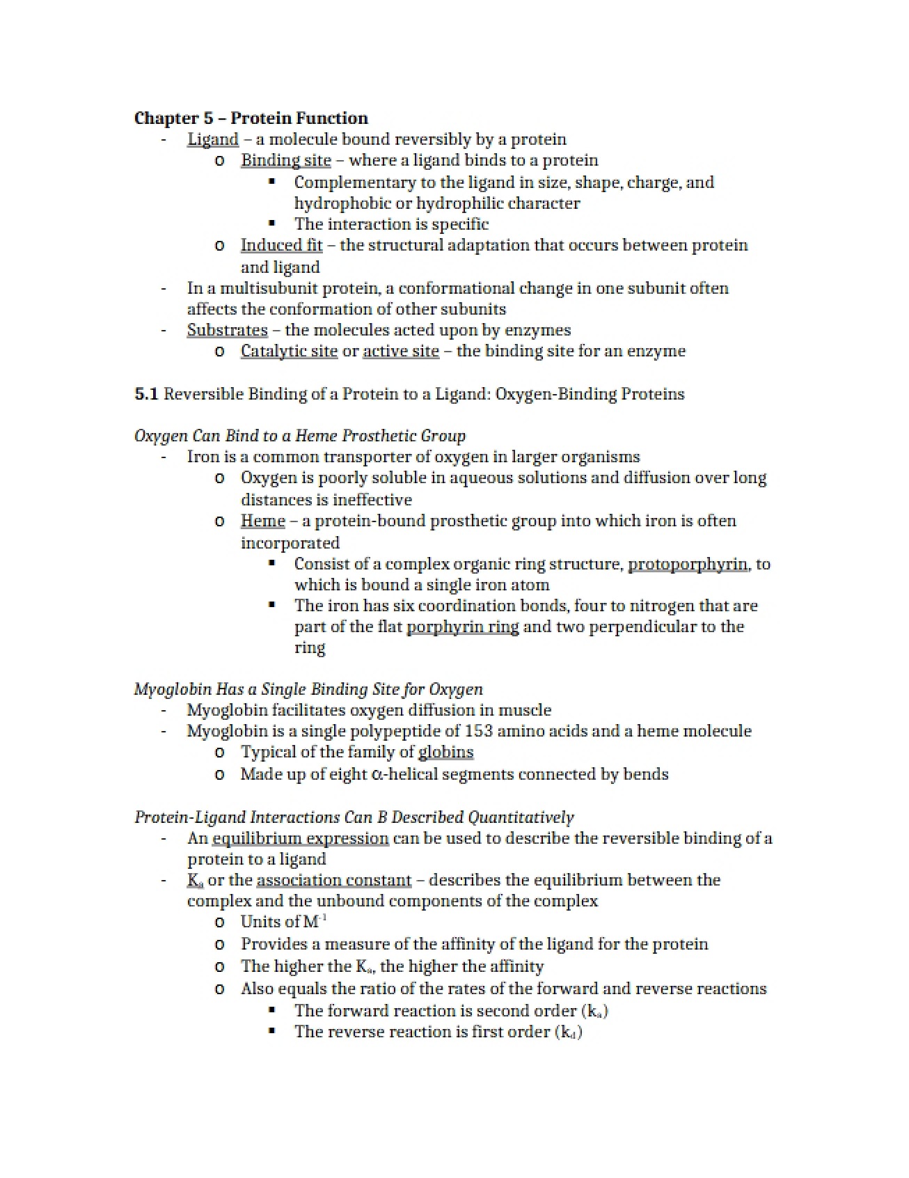 Function of Proteins Chapter Five
