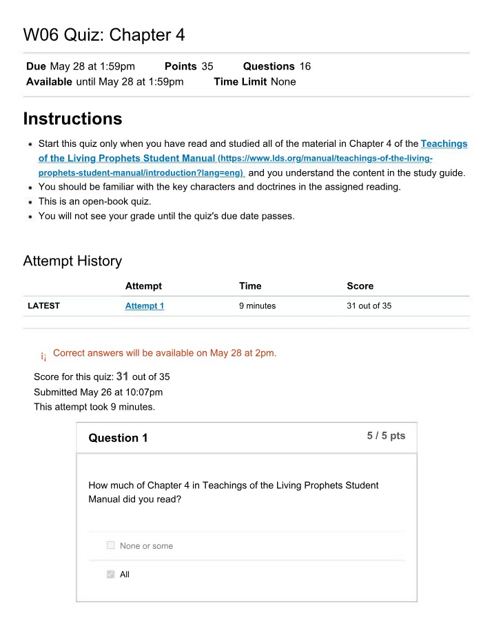 Chapter 4 - W06 Quiz