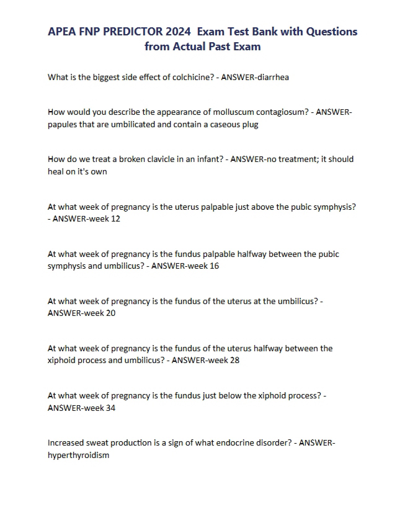 FNP Predictor 2024 Test Bank (APEA)