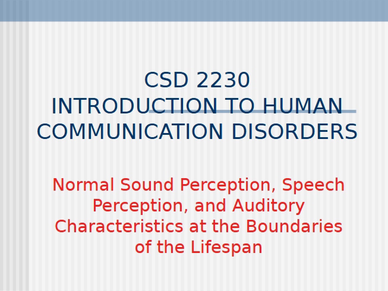 Human Communication Disorders An Introduction
