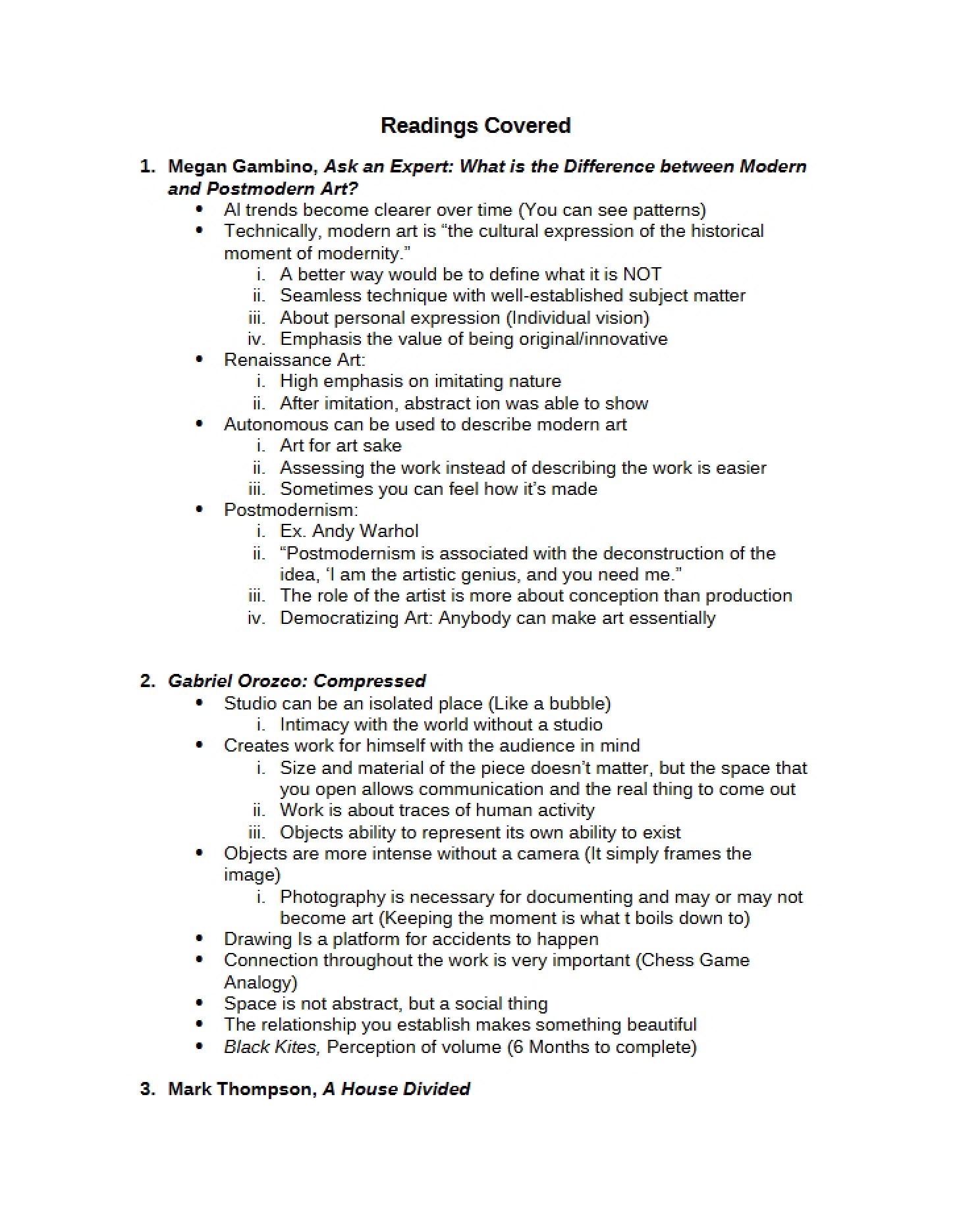 Class Lecture Notes
