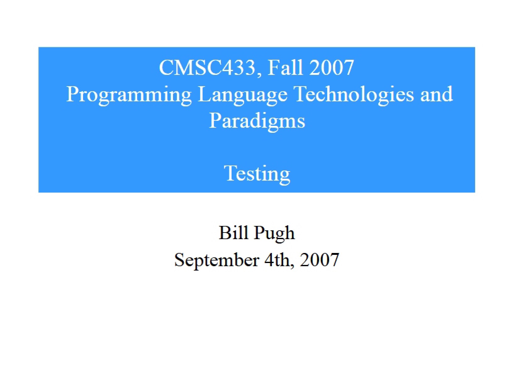 Quality Assurance Testing