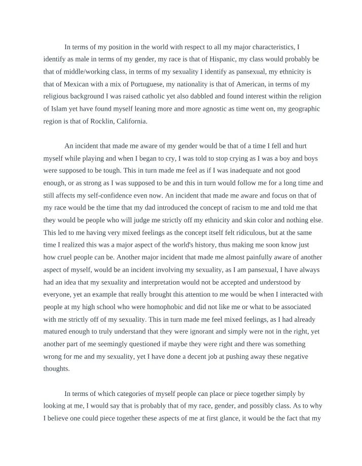 Exploring Identity - Gender, Race, and Sexuality