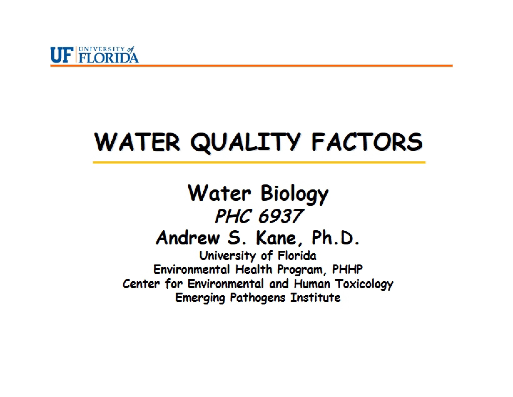 Quality of Water