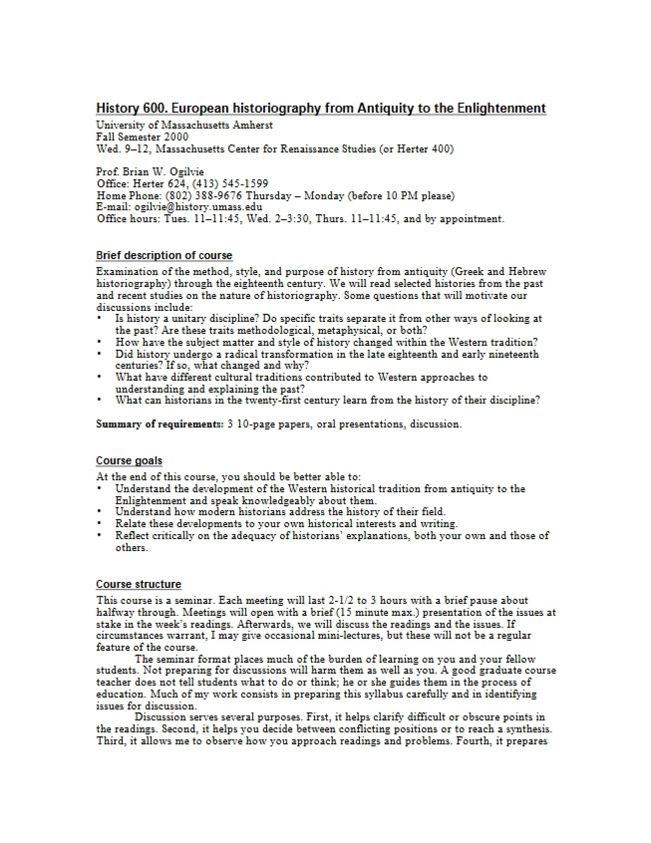 History 600 Syllabus