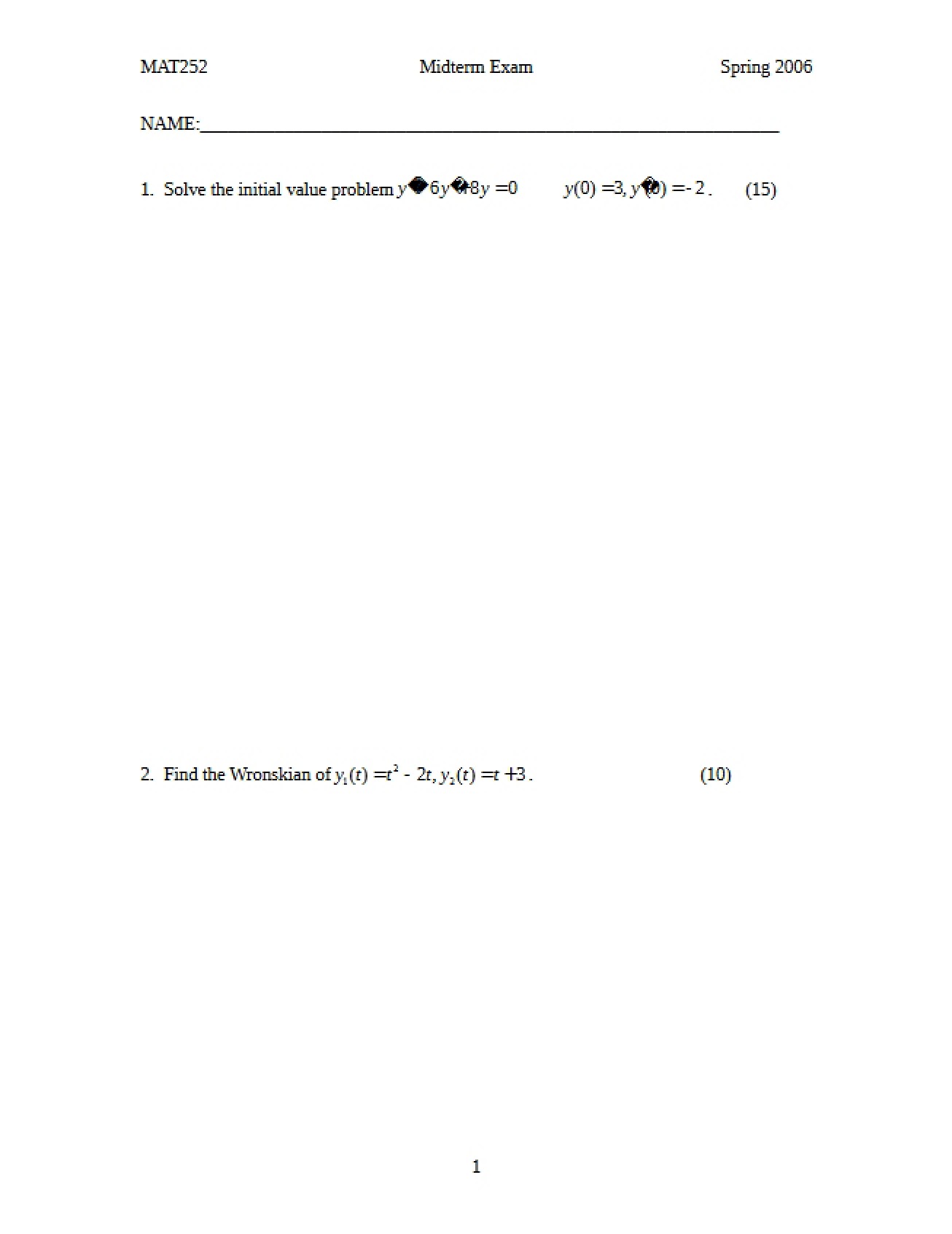 Midterm for Differential Equations