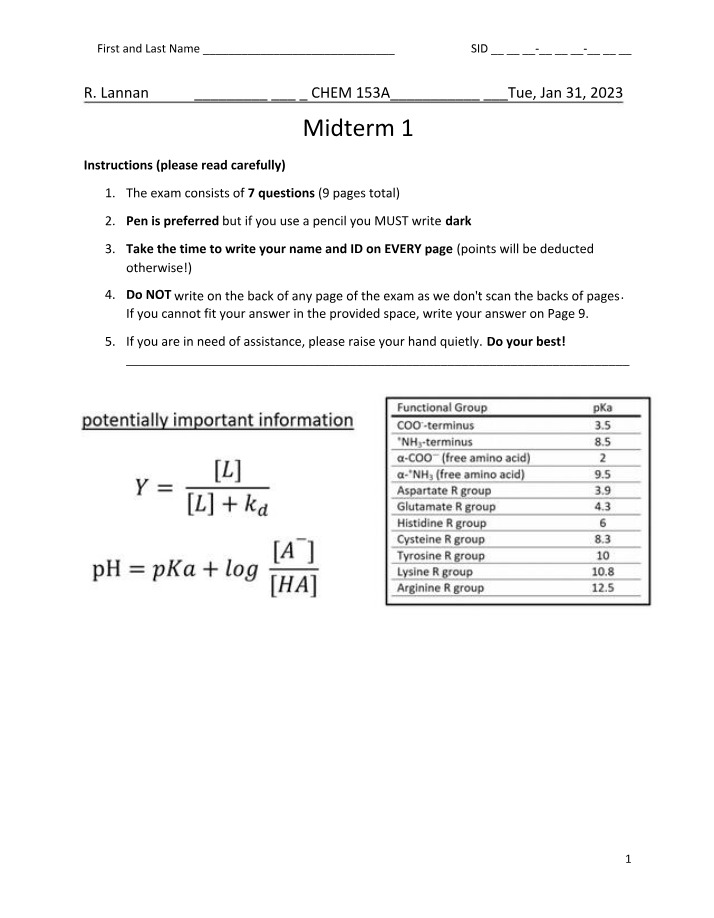 Amino Acids, Oligopeptides, and Blood Buffer System (Midterm 1)