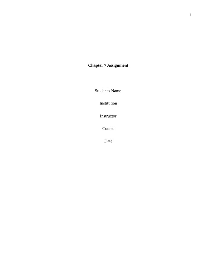 Assignment for Chapter 7