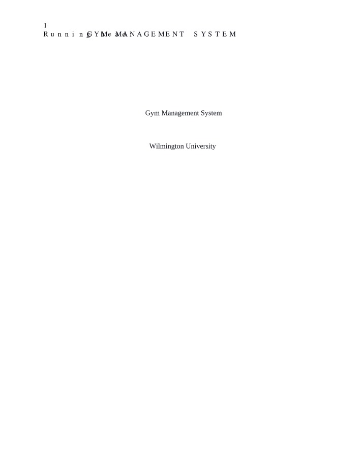 Management System for Gyms