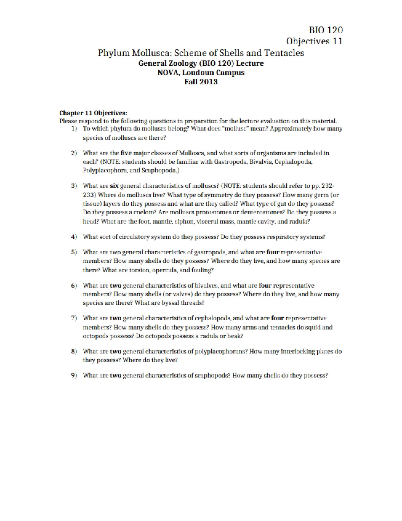 Zoology Chapter 11