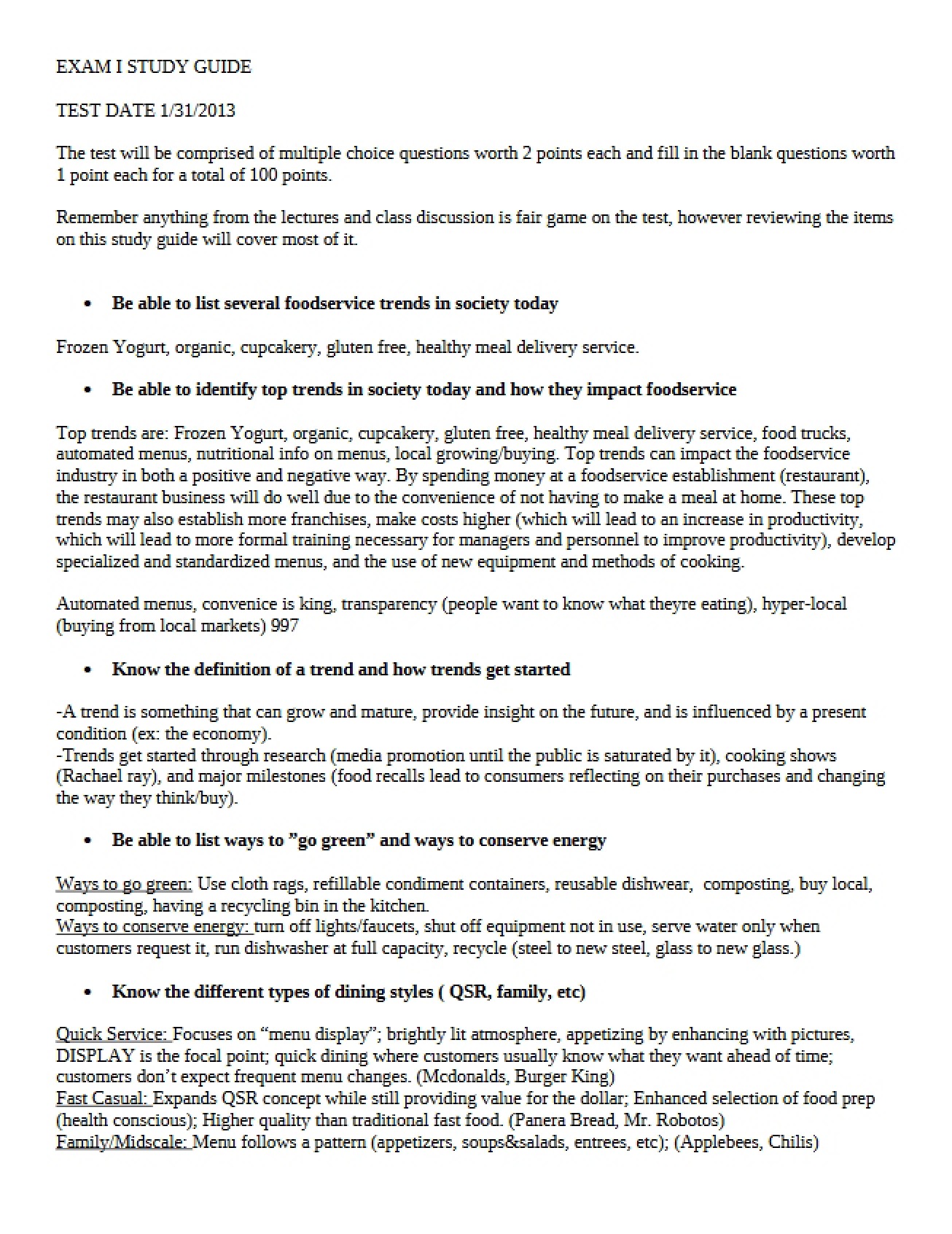 Study Guide for the First Exam in Institutional Organization