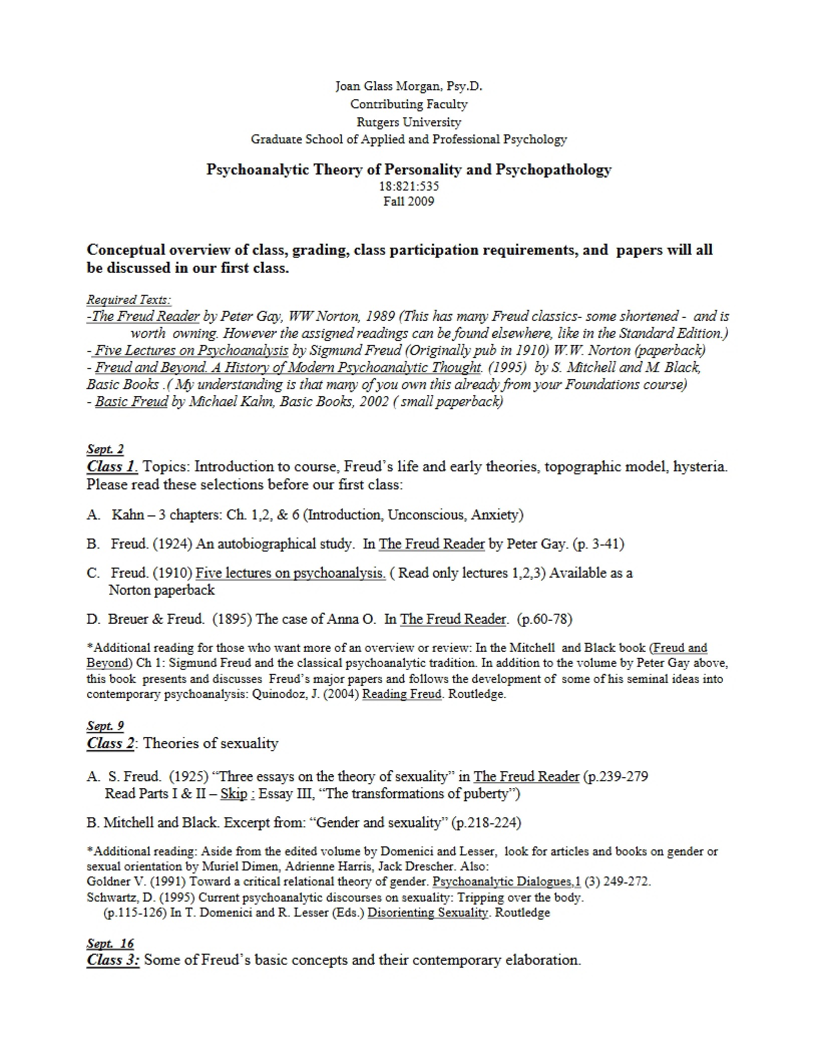 Psychopathology and Personality Psychoanalytic Theory - 821 535- Psychoanalytic Theories of Personality
