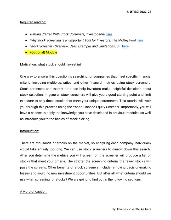 Stock Screeners for Investment Decisions