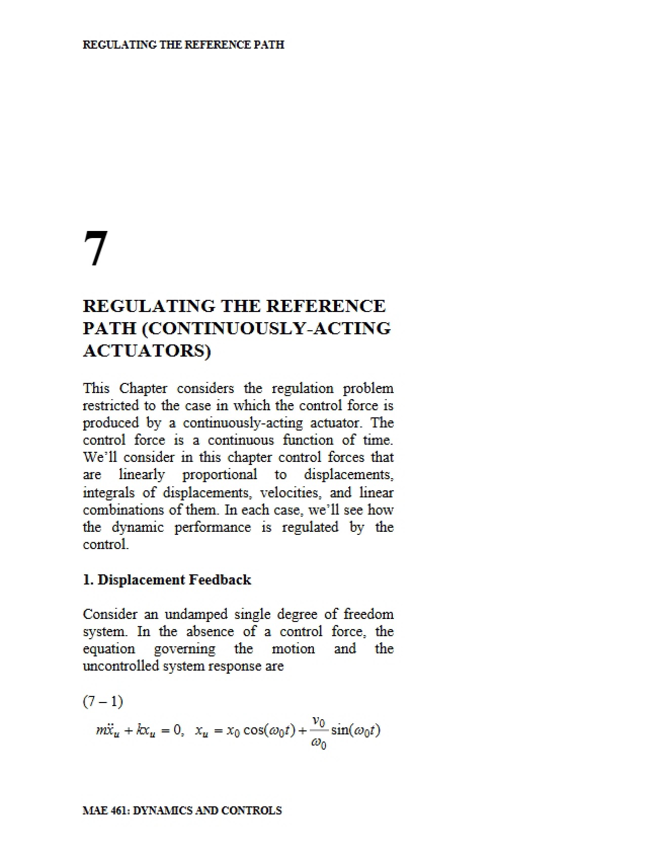 Reference Path Regulation (Continuous Actuators)