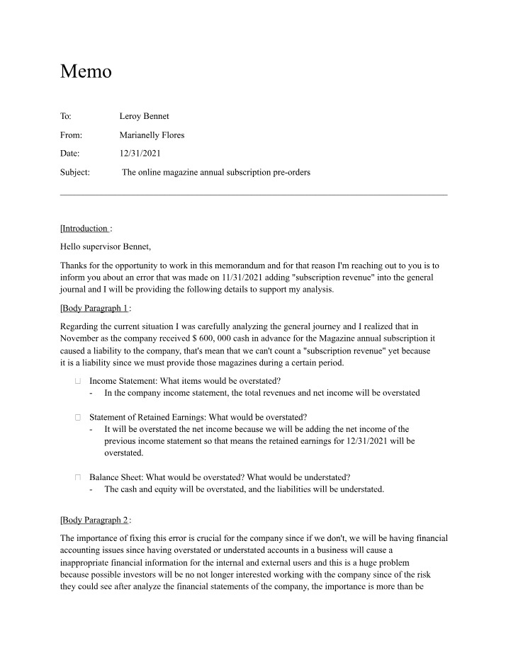 Memo Template for Ethics
